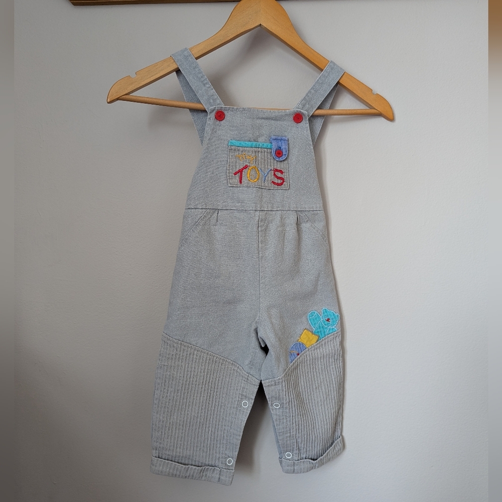 Vintage Kids Overalls with Embroidered Details